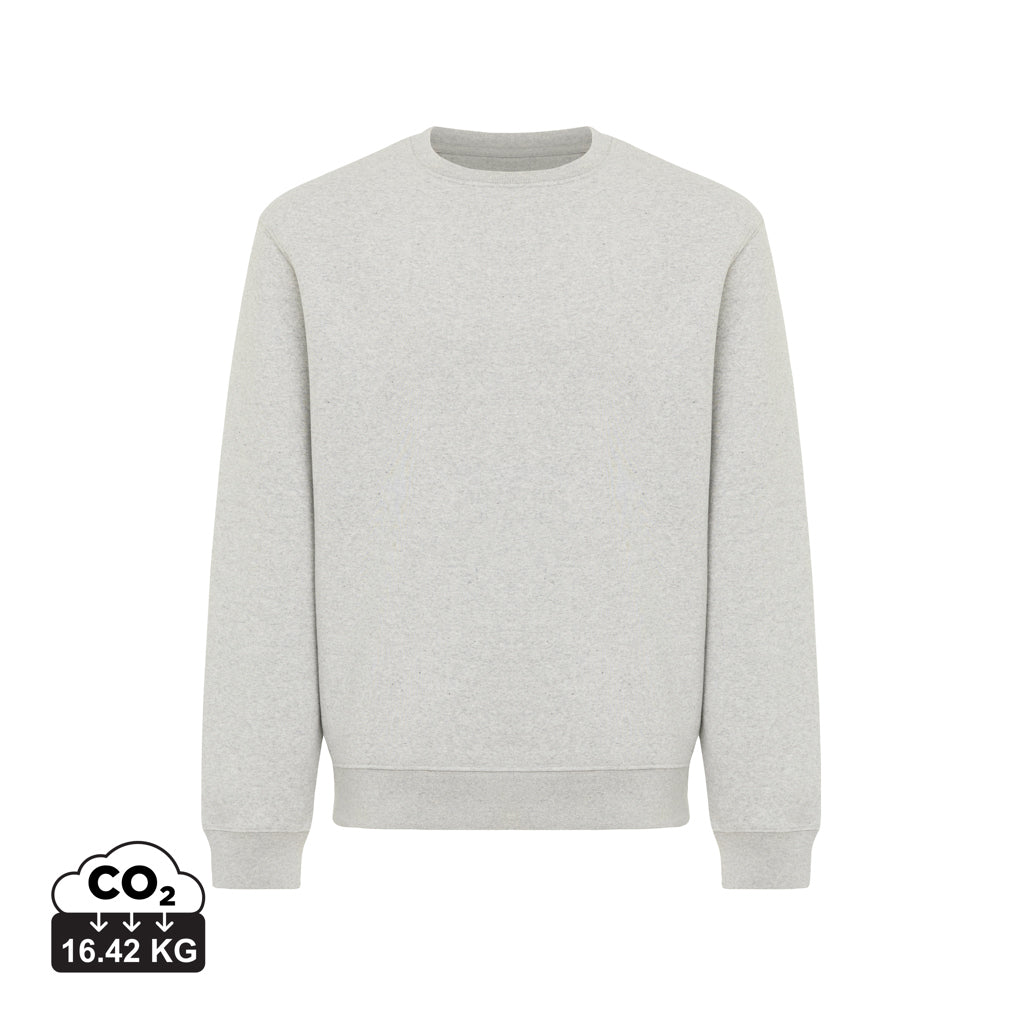 IQONIQ Torla Rundhals-Pullover aus recycelter Baumwolle – light heather grey