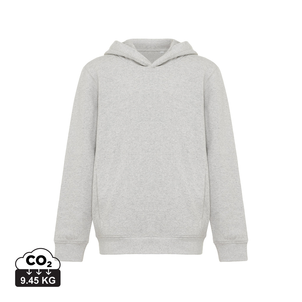 IQONIQ Yengo KidsHoodie mit Seitentaschen aus rec. Baumwolle – light heather grey
