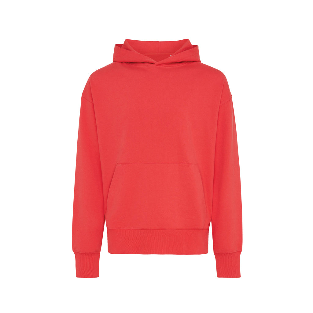 IQONIQ Yoho Relax-Hoodie aus recycelter Baumwolle – luscious red