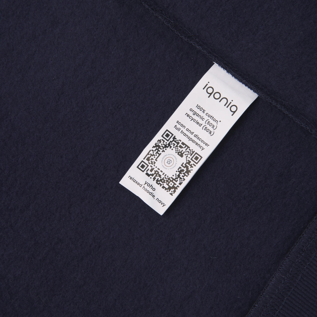 IQONIQ Yoho Relax-Hoodie aus recycelter Baumwolle – navy blau