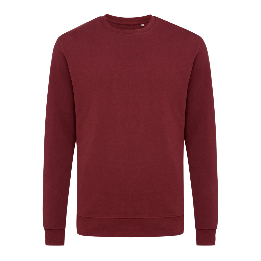 IQONIQ Zion Rundhals-Sweater aus recycelter Baumwolle – burgunderrot