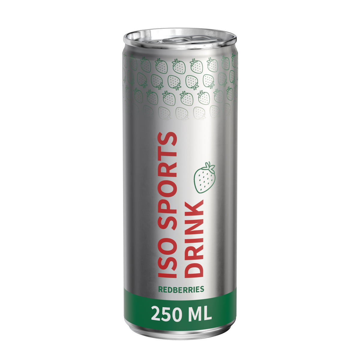 Iso Drink Red Berries 250 ml Dose mit Fullbody Etikett – transparent matt