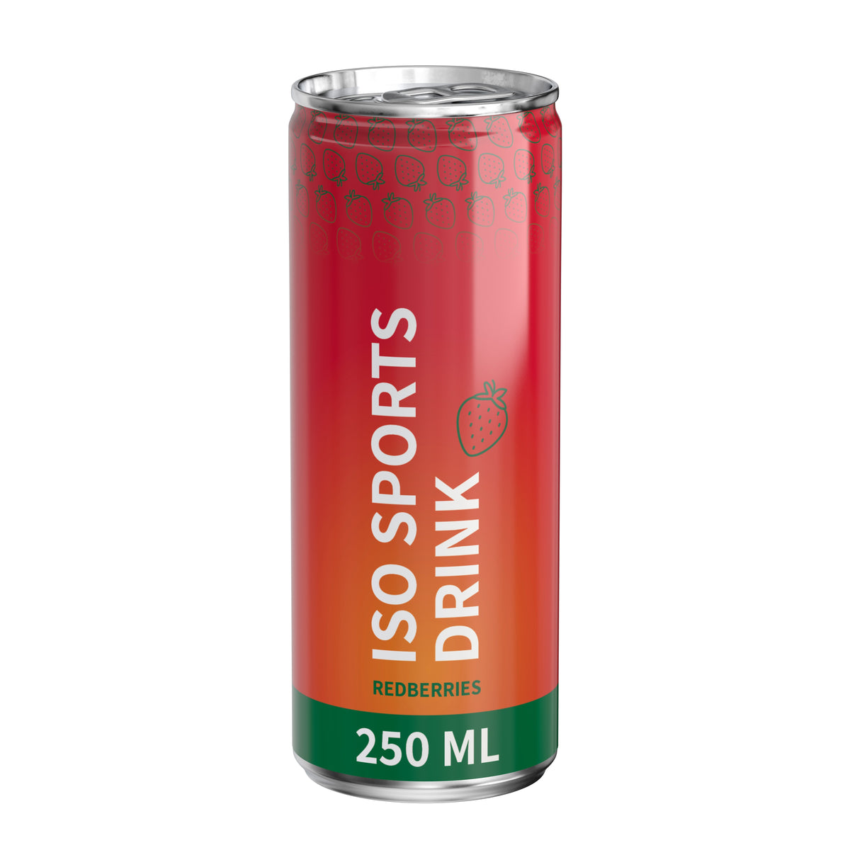 Iso Drink Red Berries 250 ml Dose mit Fullbody Etikett – weiß glänzend