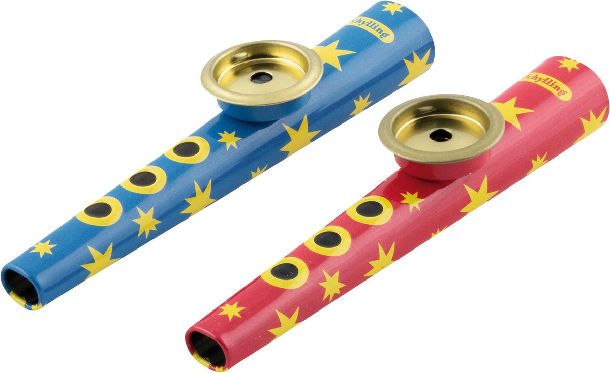 Kazoo aus Blech mit gelben Sternen in Blau und Rot von goki – Ansicht