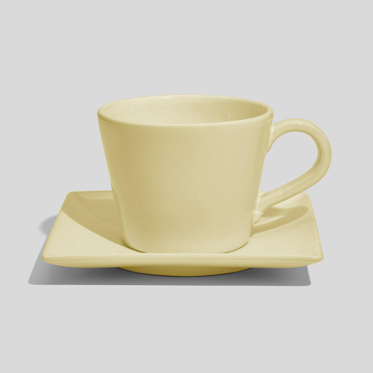 Kegelförmige Kaffeetasse mit eckiger Untertasse 420 ml – Ecru