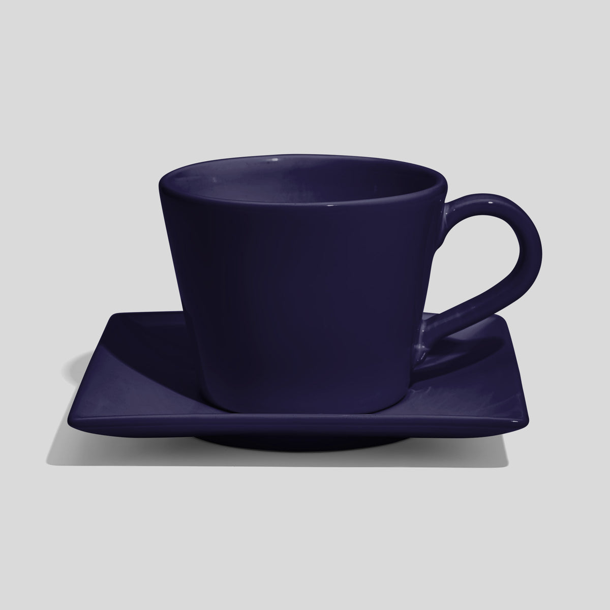 Kegelförmige Kaffeetasse mit eckiger Untertasse 420 ml – Nachtblau