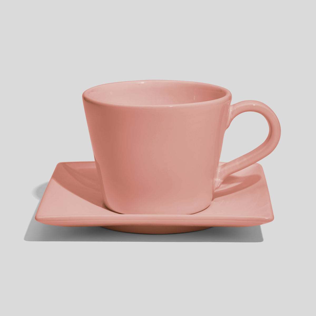 Kegelförmige Kaffeetasse mit eckiger Untertasse 420 ml – Rosa