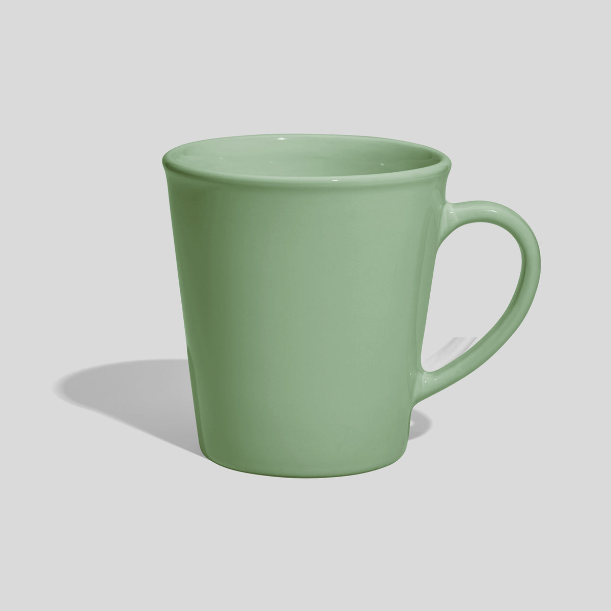 Kegelförmige Keramiktasse 350 ml mit Wulstrand und Rundhenkel – Mintgrün