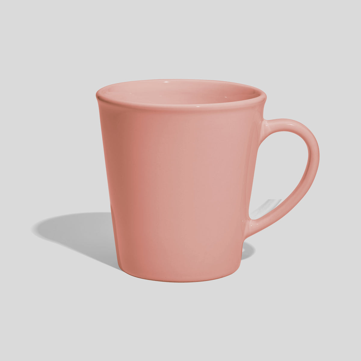 Kegelförmige Keramiktasse 350 ml mit Wulstrand und Rundhenkel – Rosa