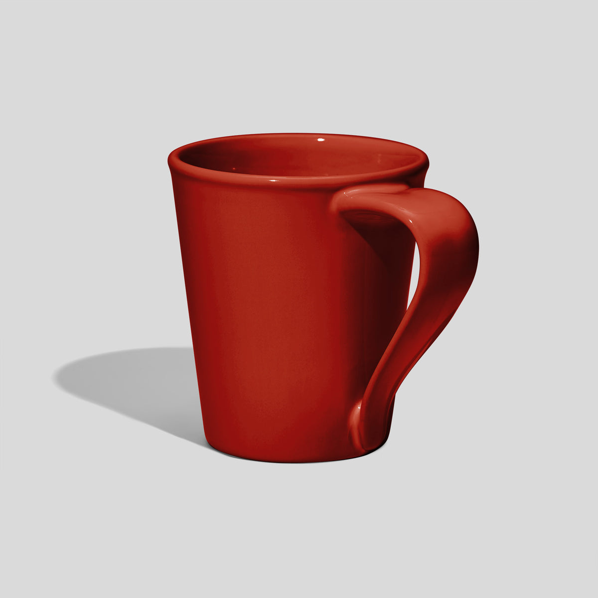 Kegelförmige Keramiktasse 380 ml mit Flachhenkel – Rot