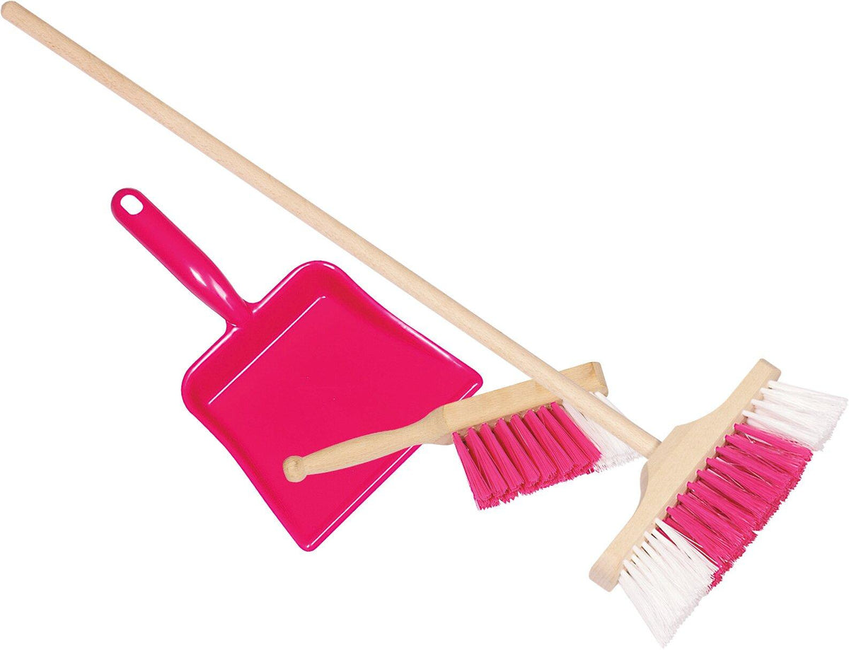 Kehrset pink für Kinder mit Handfeger, Besen und Schaufel