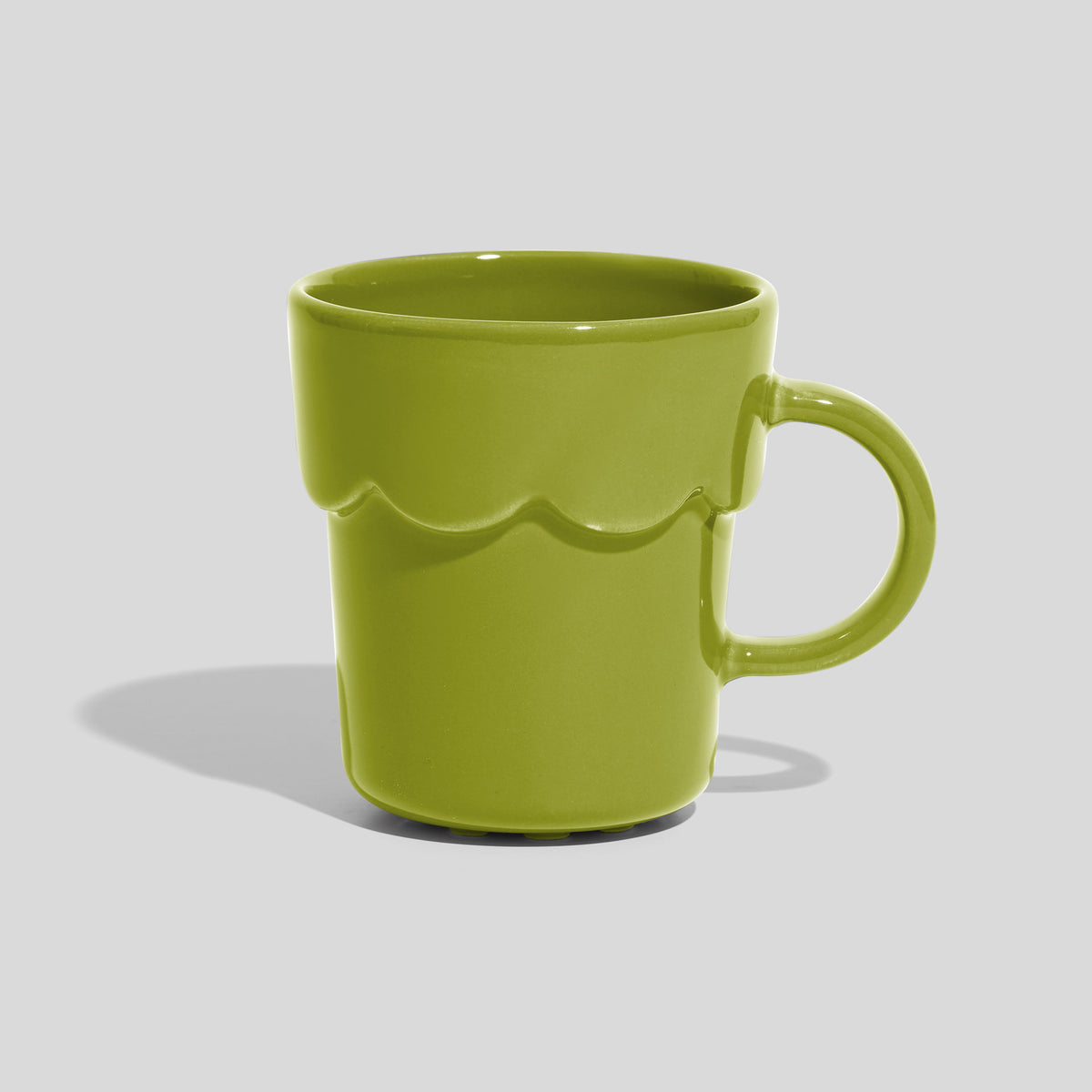 Keramiktasse 250 ml mit Wellenrelief und rundem Henkel – Limettengrün