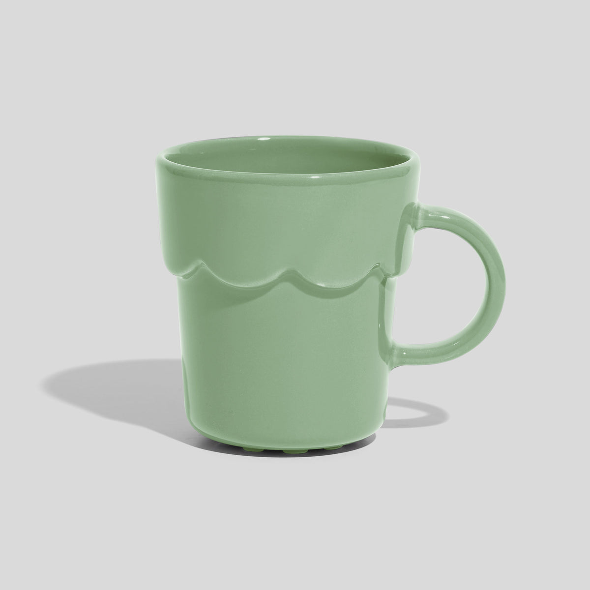 Keramiktasse 250 ml mit Wellenrelief und rundem Henkel – Mintgrün
