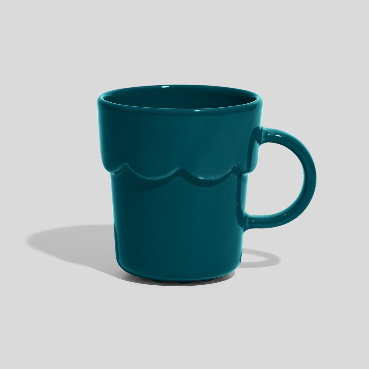 Keramiktasse 250 ml mit Wellenrelief und rundem Henkel – Petrol