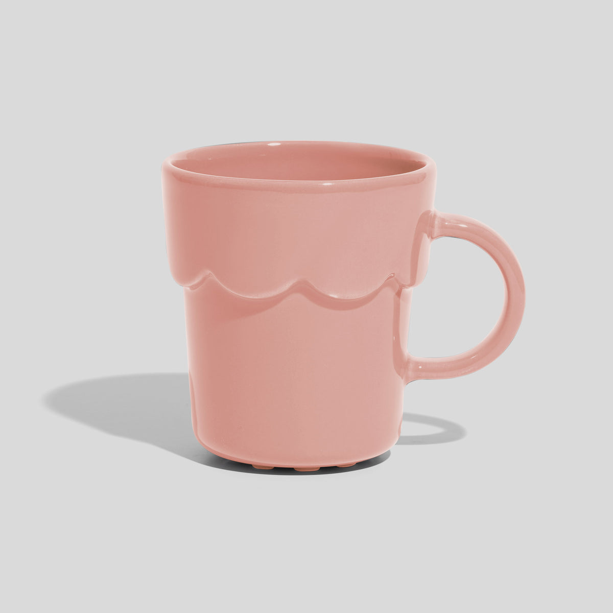 Keramiktasse 250 ml mit Wellenrelief und rundem Henkel – Rosa