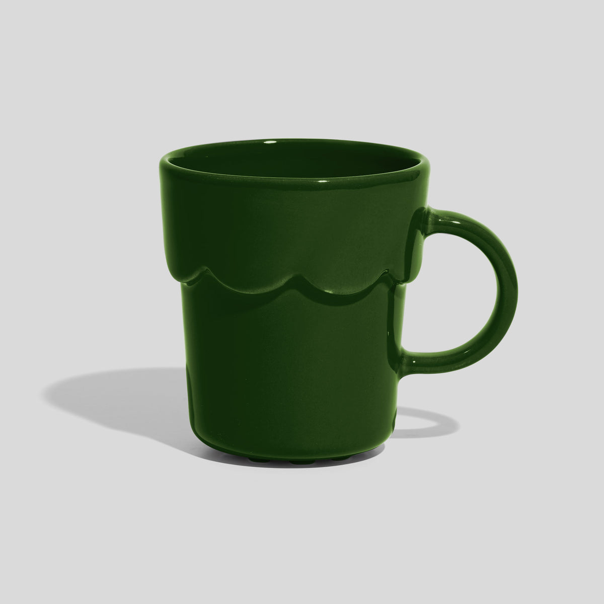 Keramiktasse 250 ml mit Wellenrelief und rundem Henkel – Tannengrün