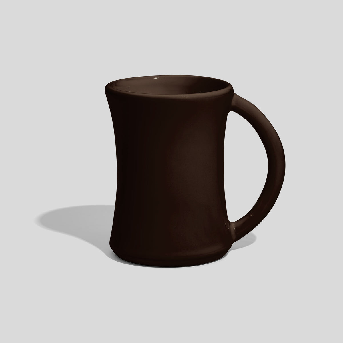 Keramiktasse 270 ml mit Taille und großem Henkel – Dunkelbraun