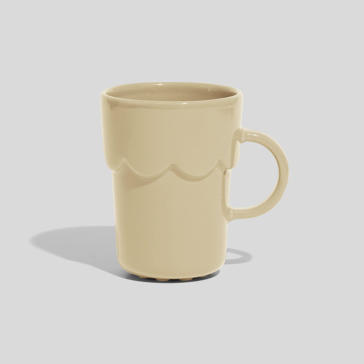 Keramiktasse 300 ml mit Wellenrelief – Beige