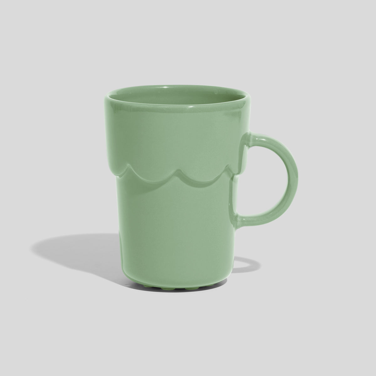 Keramiktasse 300 ml mit Wellenrelief – Mintgrün