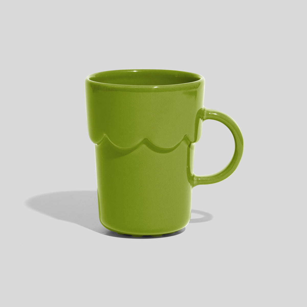 Keramiktasse 300 ml mit Wellenrelief – Olivgrün