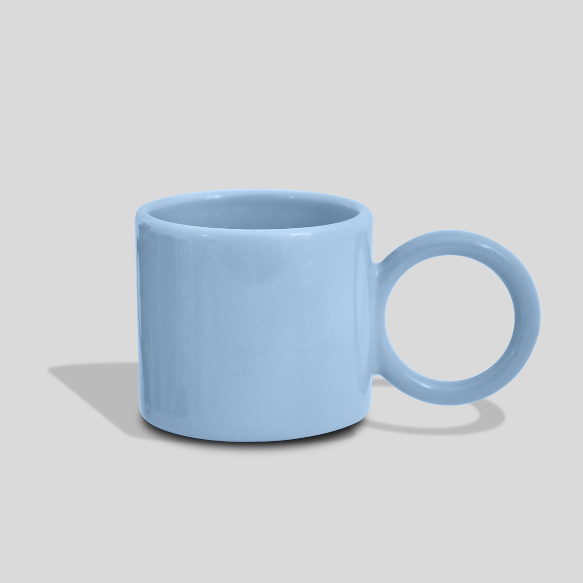 Keramiktasse 320 ml mit großem Kreishenkel – Hellblau