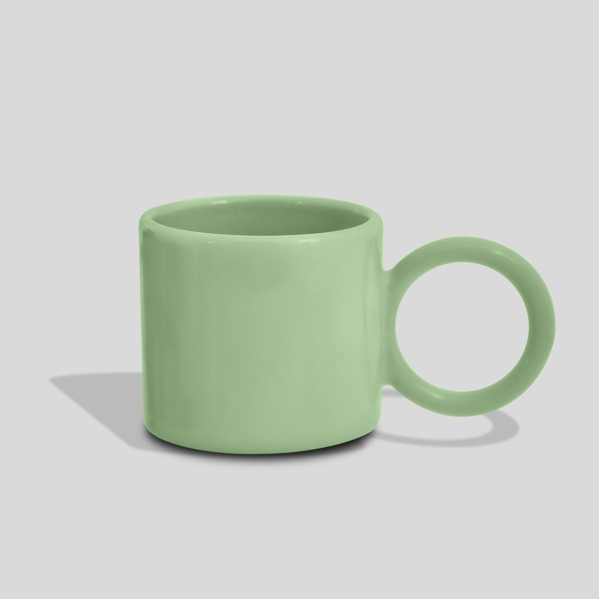 Keramiktasse 320 ml mit großem Kreishenkel – Pastellgrün