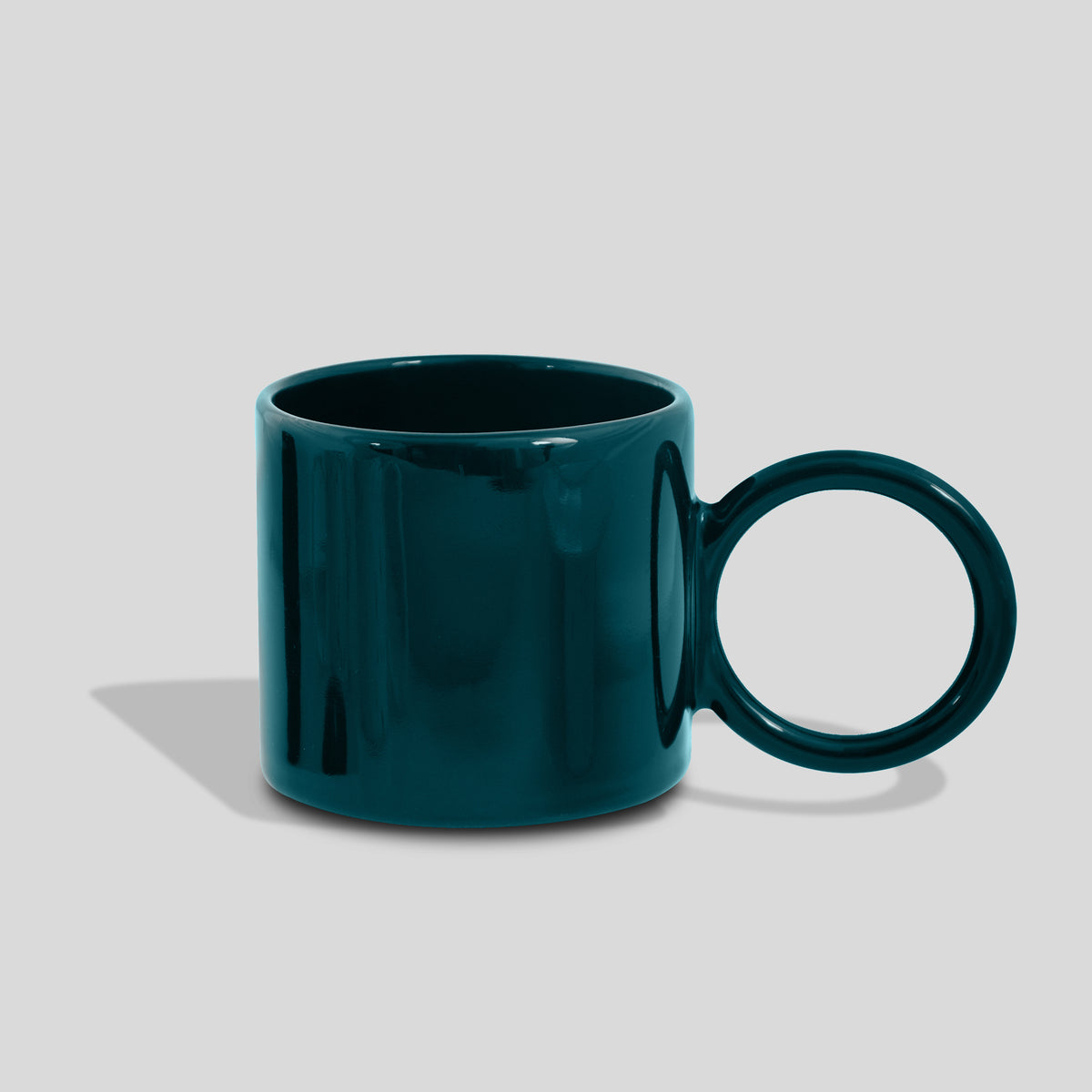 Keramiktasse 320 ml mit großem Kreishenkel – Petrol