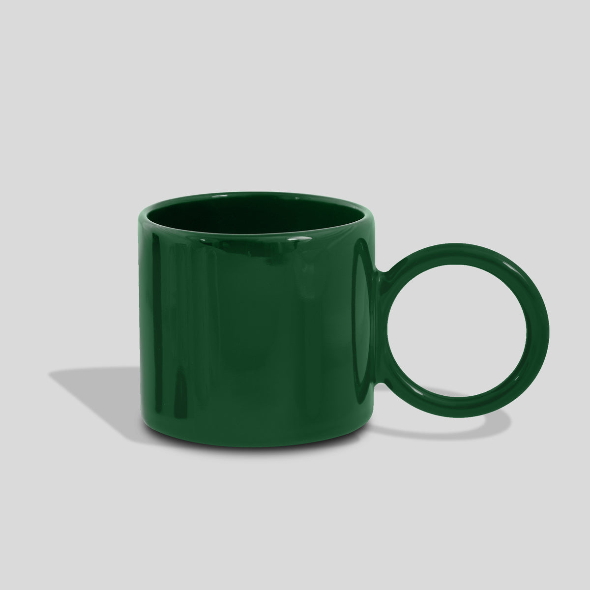 Keramiktasse 320 ml mit großem Kreishenkel – Smaragdgrün