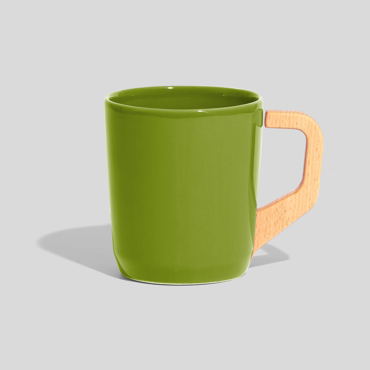 Keramiktasse 320 ml mit schrägem Eckhenkel – Olivgrün