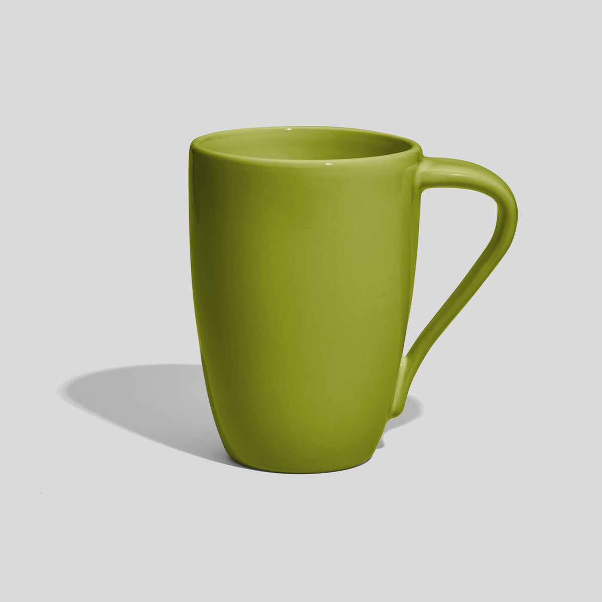 Keramiktasse 330 ml mit schräg nach unten laufendem Henkel – Limettengrün