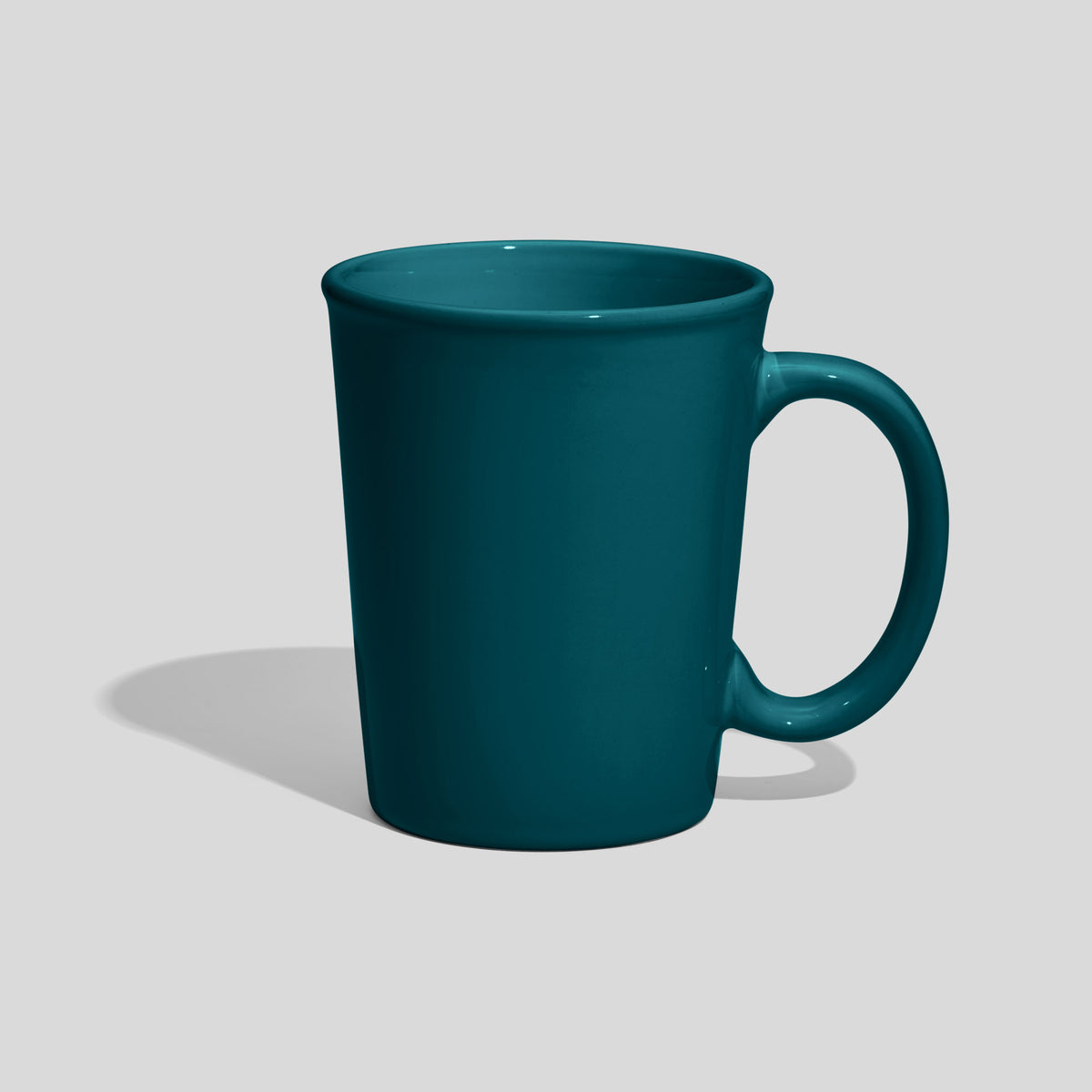 Keramiktasse 350 ml mit Ovalhenkel und Wulstrand – Petrol