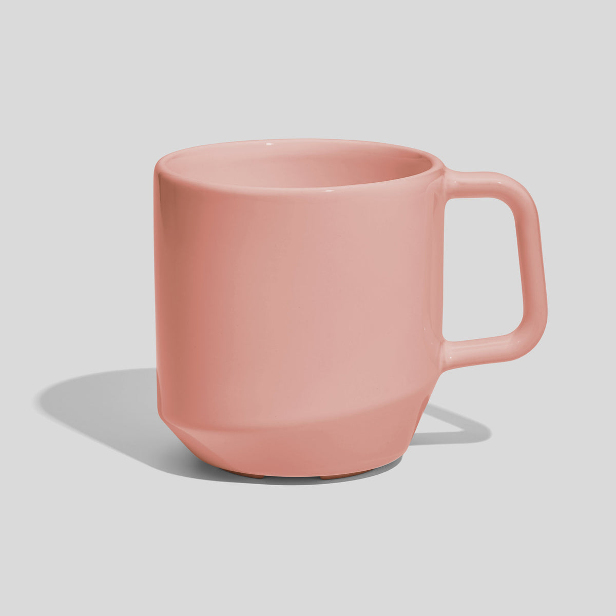 Keramiktasse 400 ml mit abgesetztem Fuß und Eckhenkel – Rosa