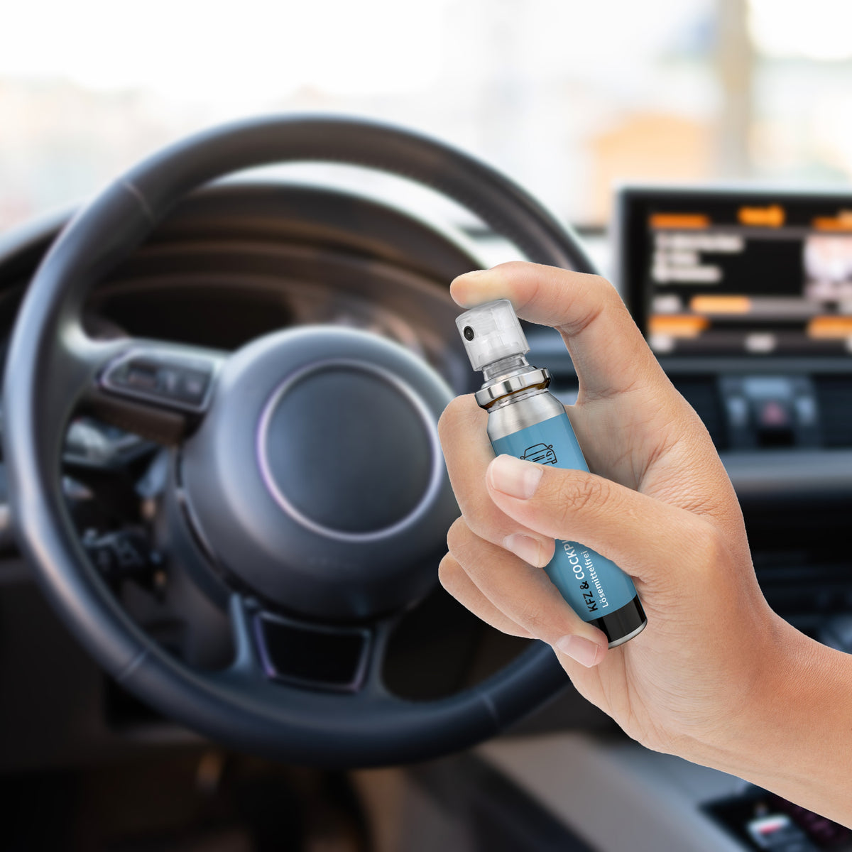 Kfz Cockpit Reiniger 20 ml Aluminiumdose mit Etikett rundum