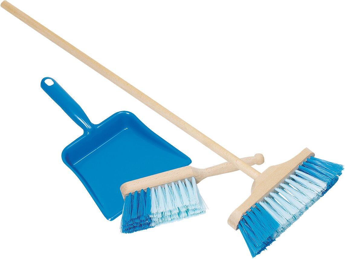 Kinder Kehrset blau mit Besen, Handfeger und Schaufel – Ansicht