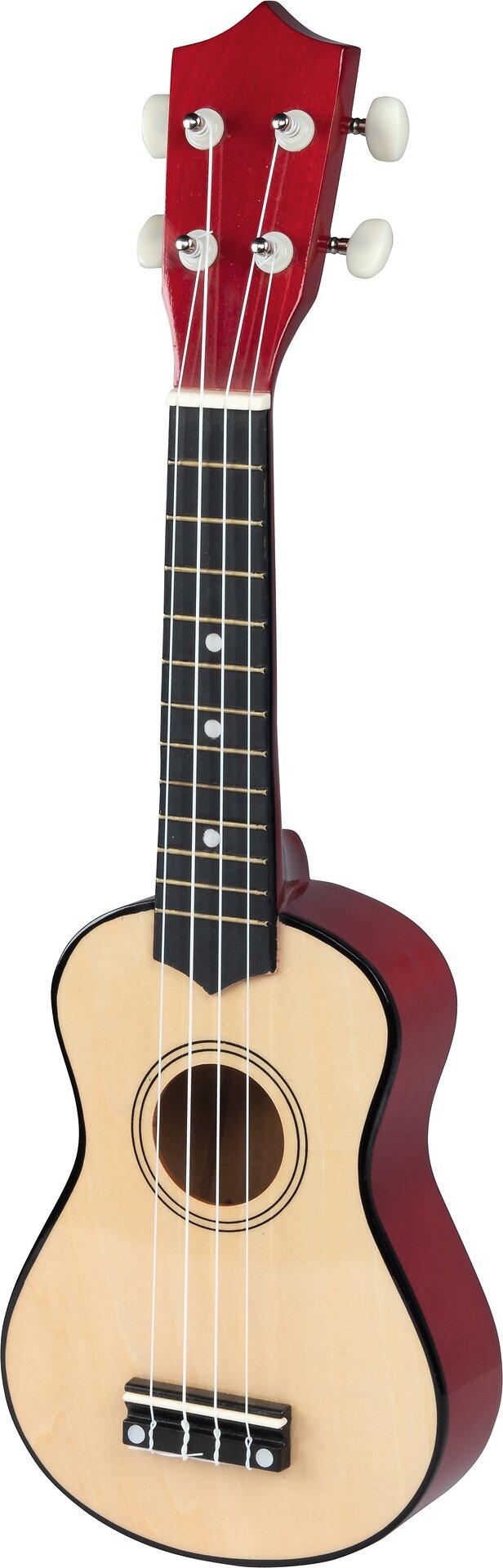 Kinder Ukulele mit Zargen in Rot und hellem Holz