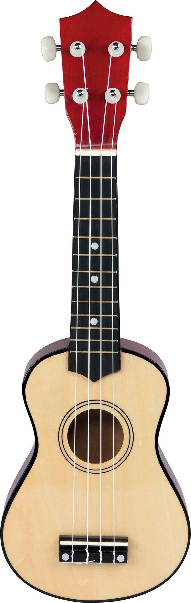 Kinder Ukulele mit Zargen in Rot und hellem Holz – weitere Ansicht