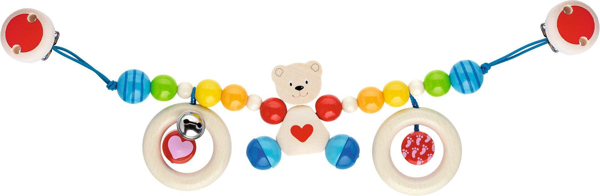 Kinderwagenkette Herzbär mit zwei Greifringen – Gesamtansicht