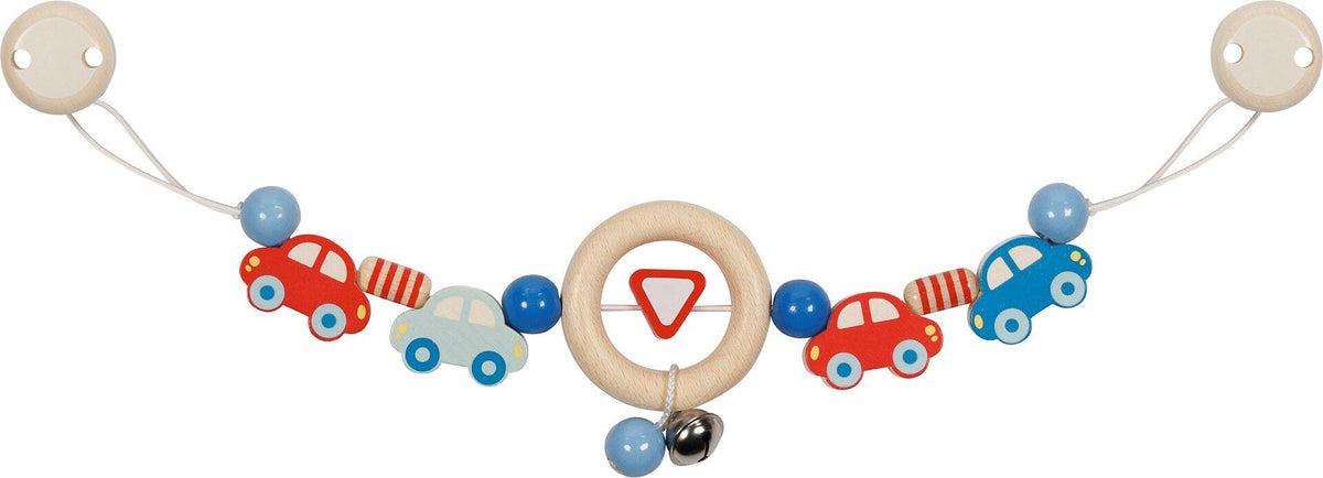Kinderwagenkette mit vier Autos und Holzring
