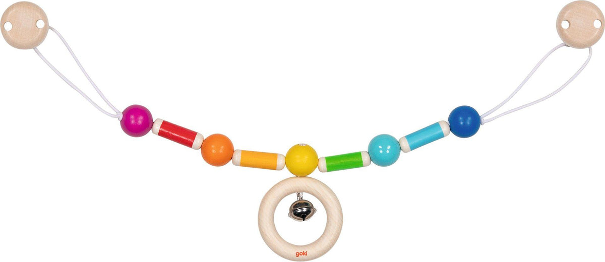 Kinderwagenkette Regenbogen mit Perlen und Scheiben – Ansicht