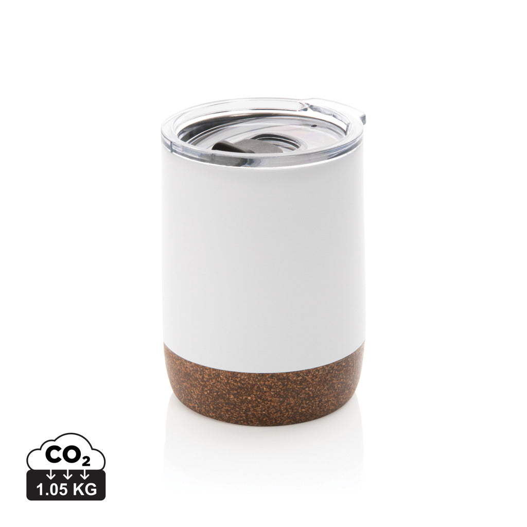 Kleine Vakuum-Kaffeetasse aus RCS rSteel & Kork – weiß