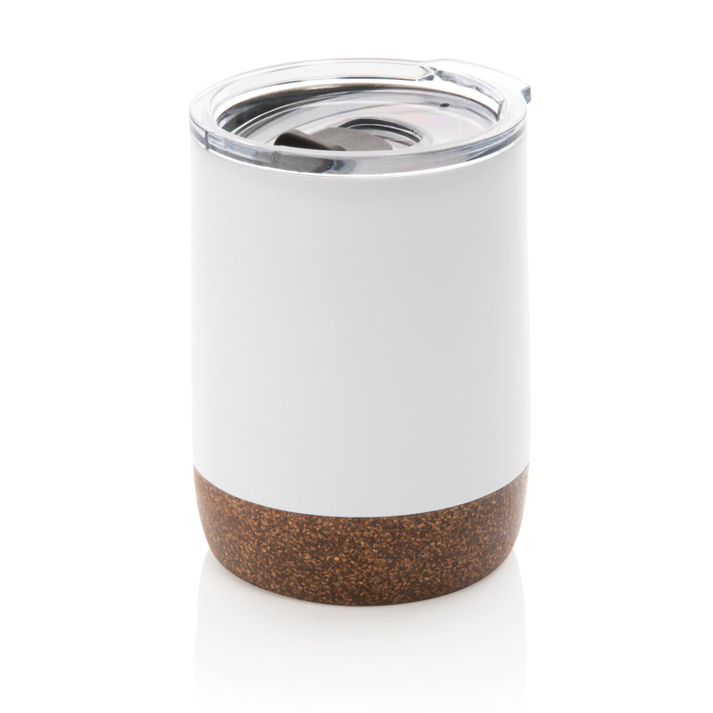Kleine Vakuum-Kaffeetasse aus RCS rSteel & Kork – weiß
