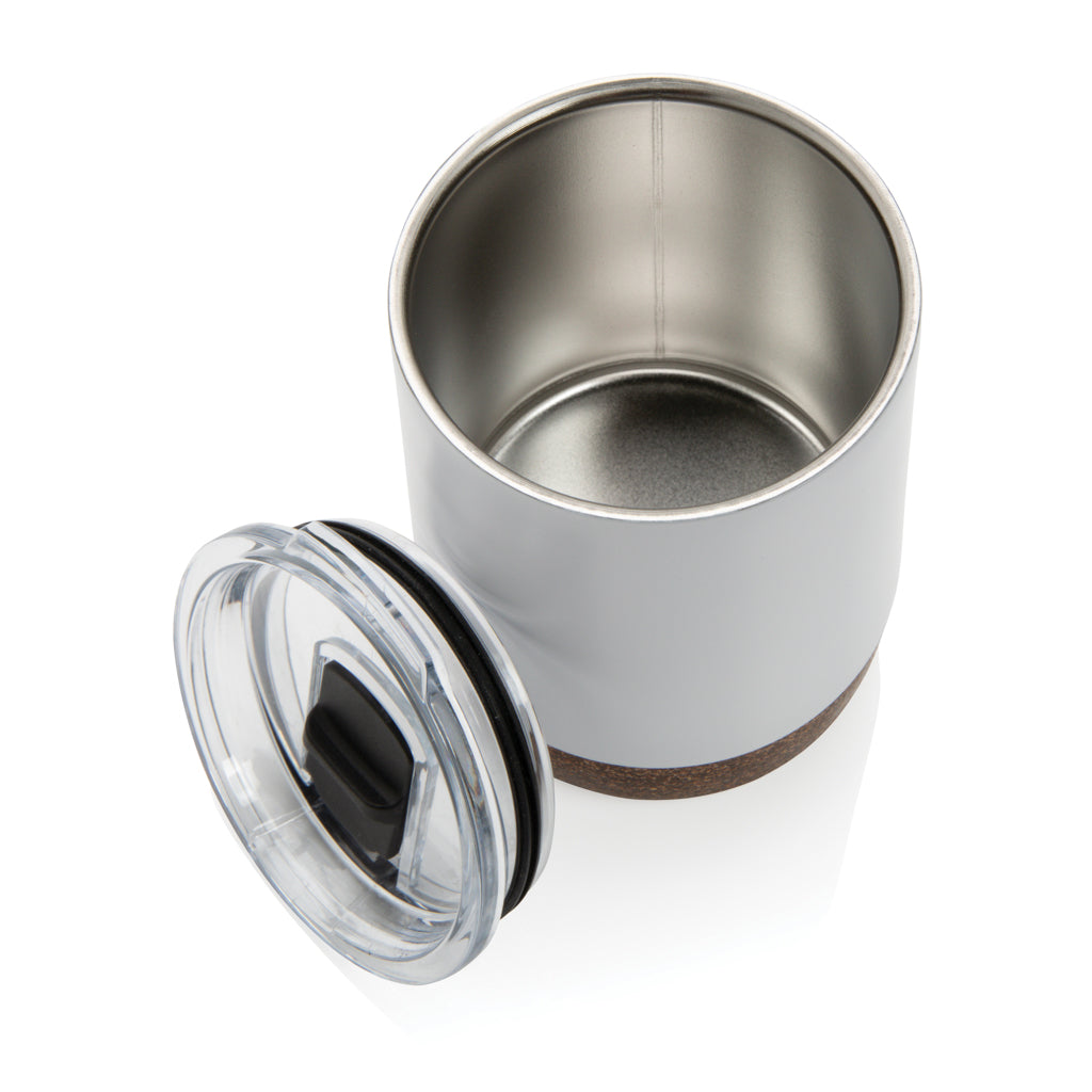Kleine Vakuum-Kaffeetasse aus RCS rSteel & Kork – weiß