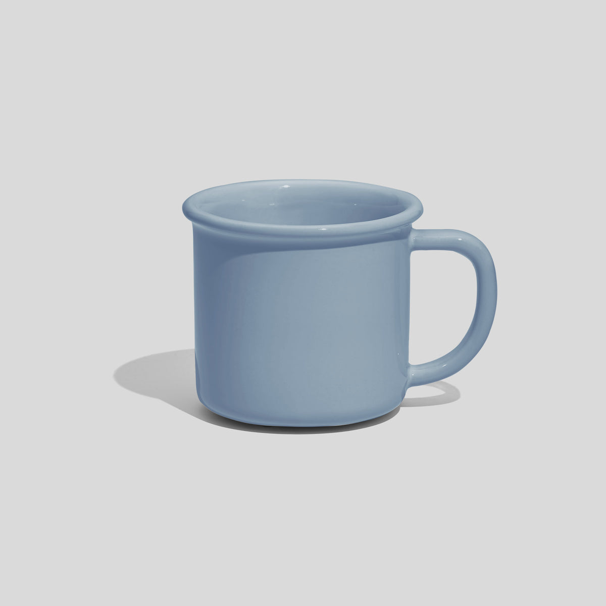 Kleine zylindrische Keramiktasse 130 ml mit Wulstrand – Hellblau