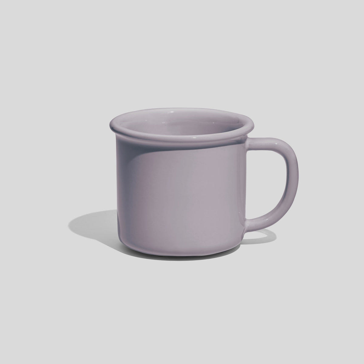 Kleine zylindrische Keramiktasse 130 ml mit Wulstrand – Hellgrau