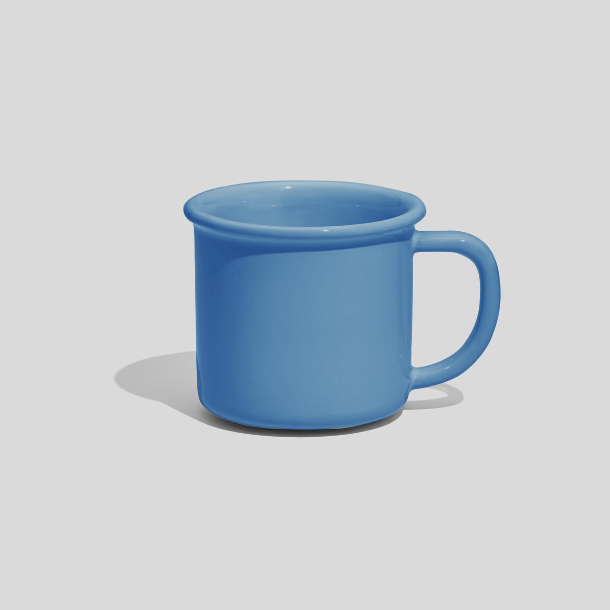 Kleine zylindrische Keramiktasse 130 ml mit Wulstrand – Himmelblau