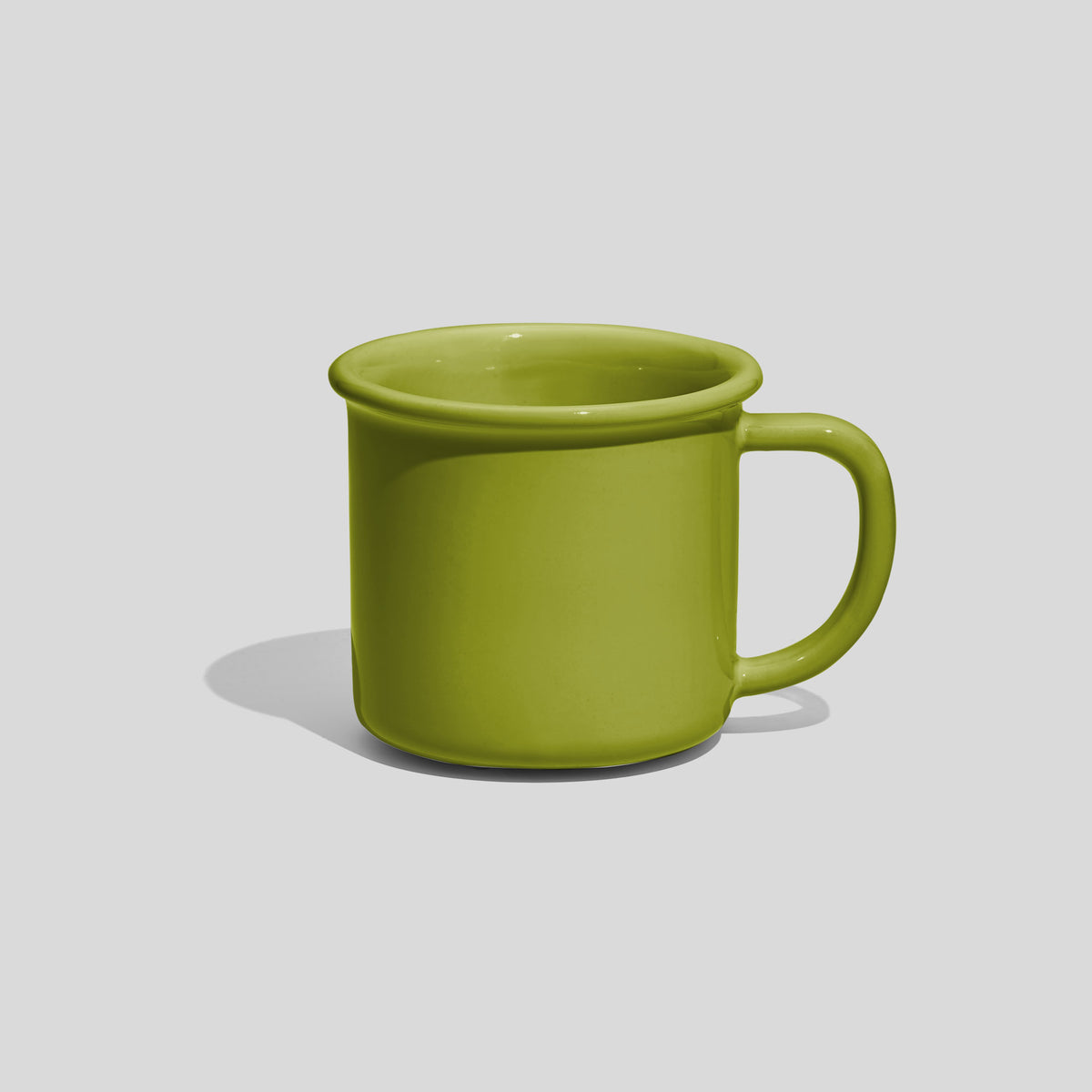 Kleine zylindrische Keramiktasse 130 ml mit Wulstrand – Limettengrün
