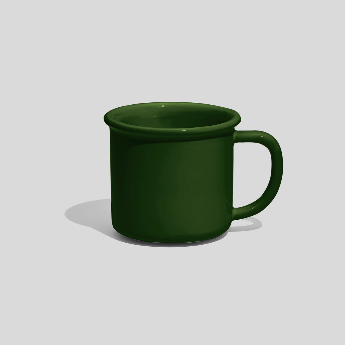 Kleine zylindrische Keramiktasse 130 ml mit Wulstrand – Tannengrün