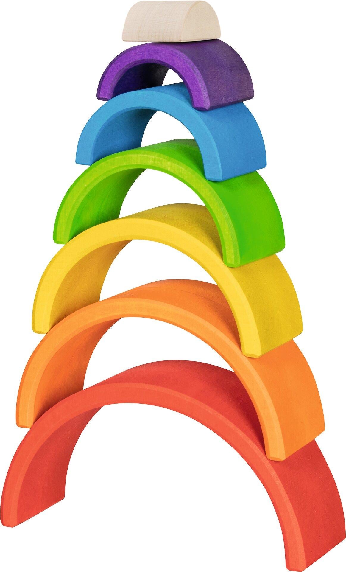 Kleiner Regenbogen Bausteine aus Holz mit 7 Teilen von goki – Ansicht