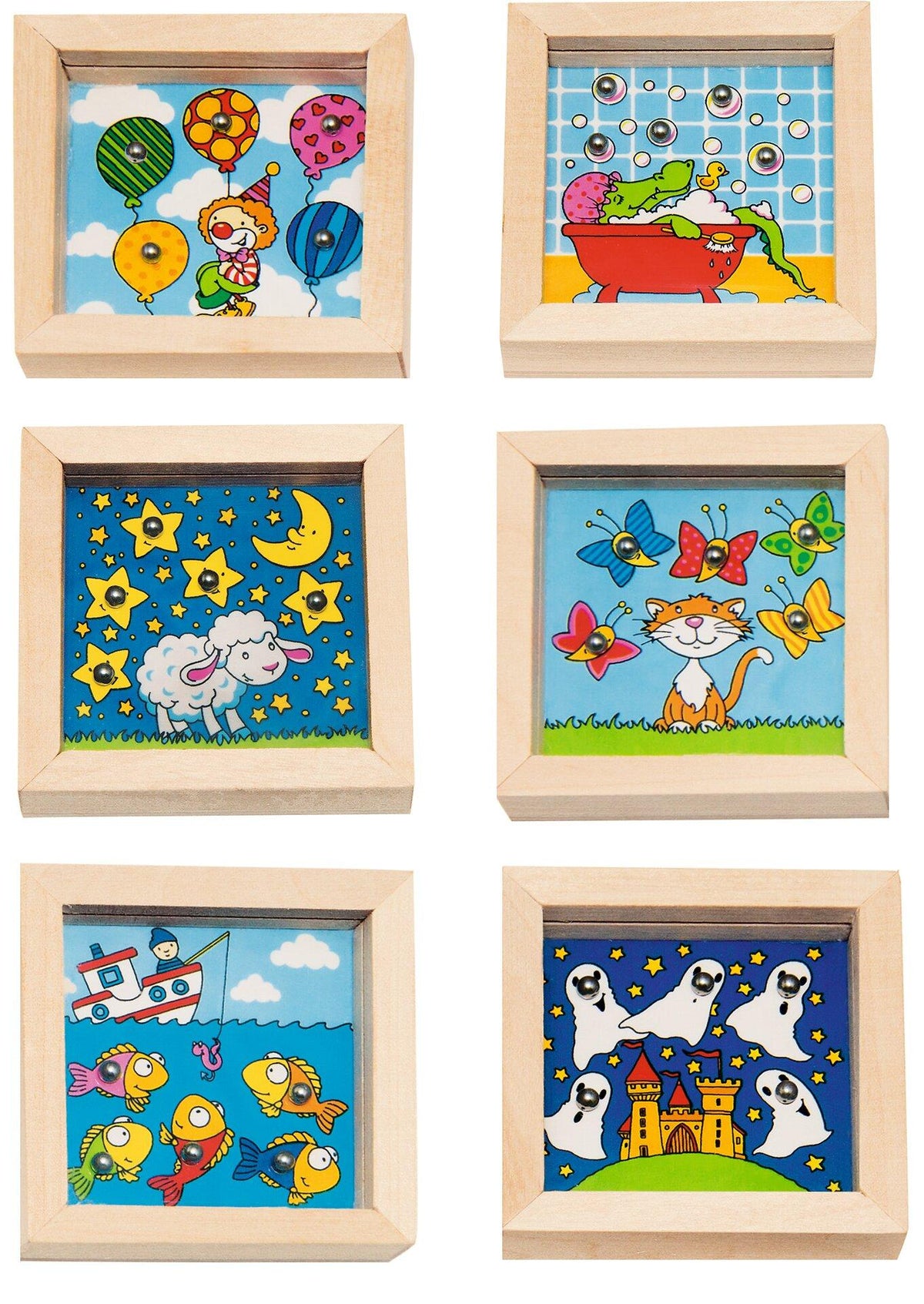 Kleines Geduldspiel 6,5 x 6,5 cm mit Stahlkugeln – Ansicht