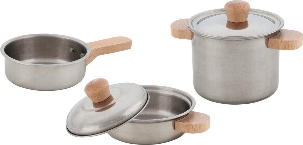 Kochset Sterneküche aus Metall mit Holzgriffen